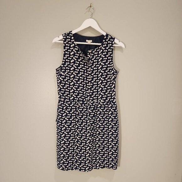 J. Crew Navy White Heart Sleeveless Dress - Size 6 - Picture 1 of 7
